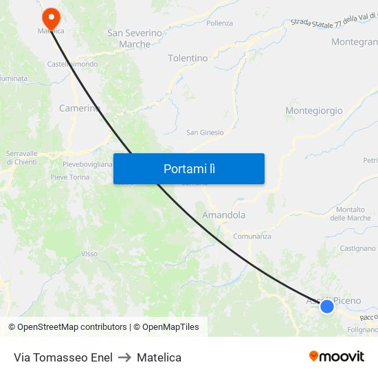 Via Tomasseo Enel to Matelica map