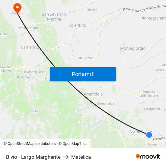 Bivio - Largo Margherite to Matelica map