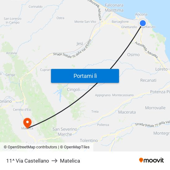 11^ Via Castellano to Matelica map