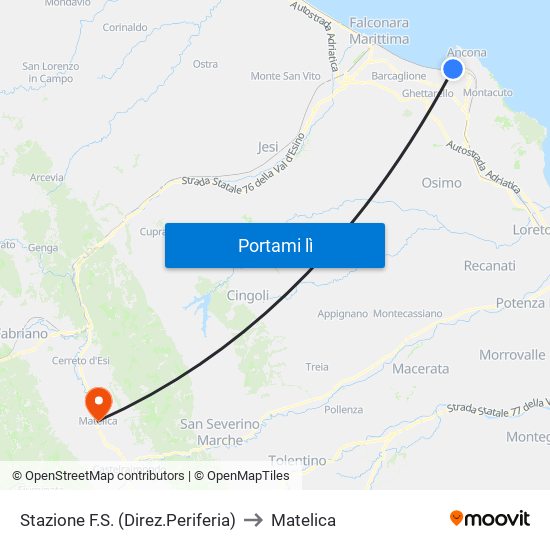 Stazione F.S. (Direz.Periferia) to Matelica map
