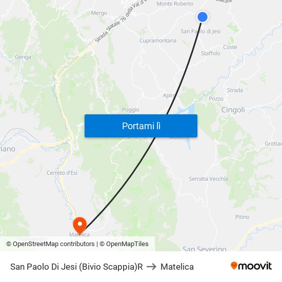 San Paolo Di Jesi (Bivio Scappia)R to Matelica map