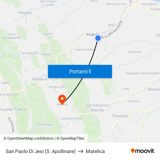 San Paolo Di Jesi (S. Apollinare) to Matelica map