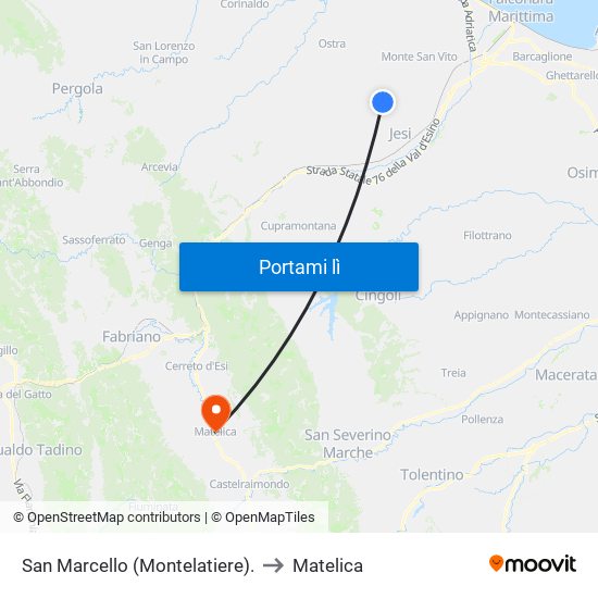 San Marcello (Montelatiere). to Matelica map