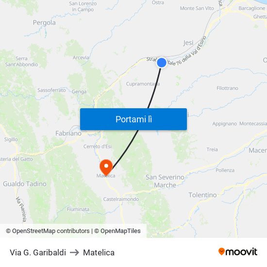 Via G. Garibaldi to Matelica map