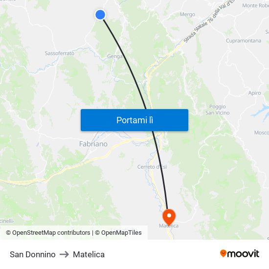 San Donnino to Matelica map