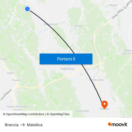 Breccia to Matelica map