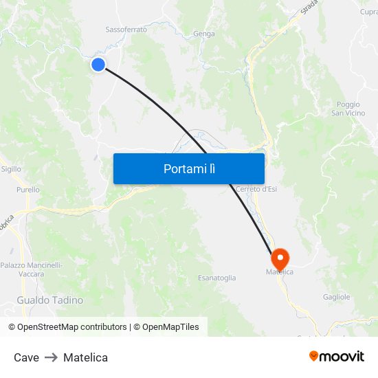 Cave to Matelica map