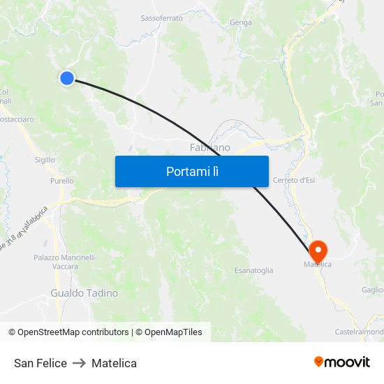 San Felice to Matelica map