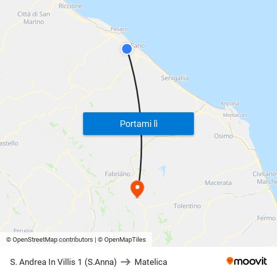 S. Andrea In Villis 1 (S.Anna) to Matelica map