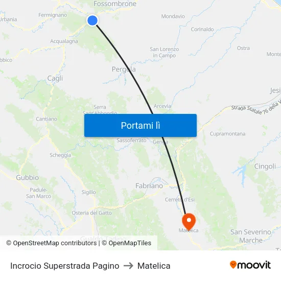 Incrocio Superstrada Pagino to Matelica map