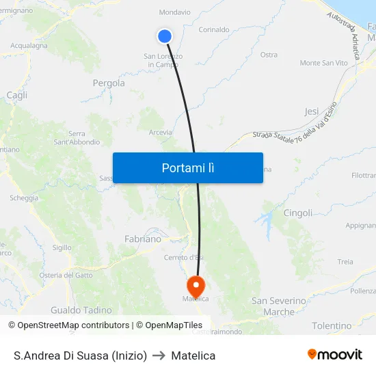 S.Andrea Di Suasa (Inizio) to Matelica map