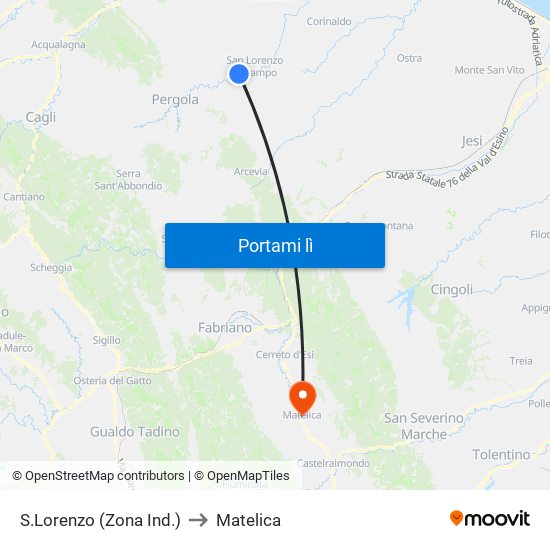 S.Lorenzo (Zona Ind.) to Matelica map