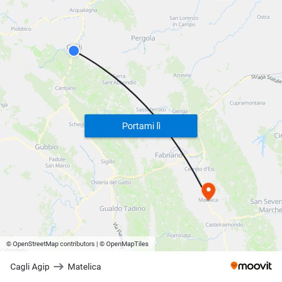 Cagli Agip to Matelica map