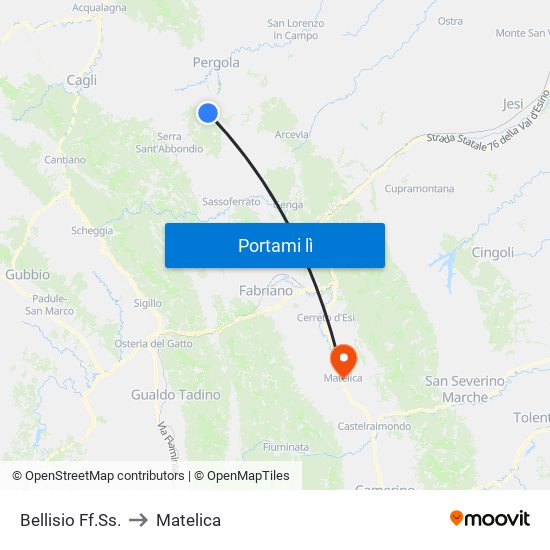 Bellisio Ff.Ss. to Matelica map