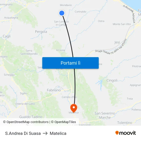 S.Andrea Di Suasa to Matelica map