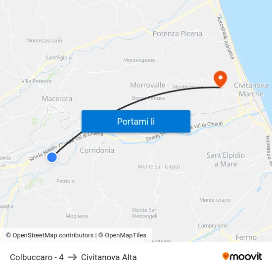 Colbuccaro - 4 to Civitanova Alta map
