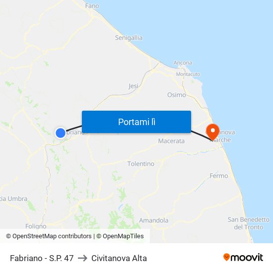 Fabriano - S.P. 47 to Civitanova Alta map