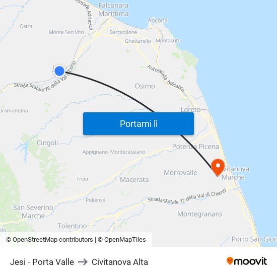 Jesi - Porta Valle to Civitanova Alta map