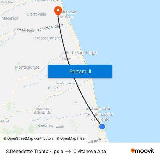 S.Benedetto Tronto - Ipsia to Civitanova Alta map