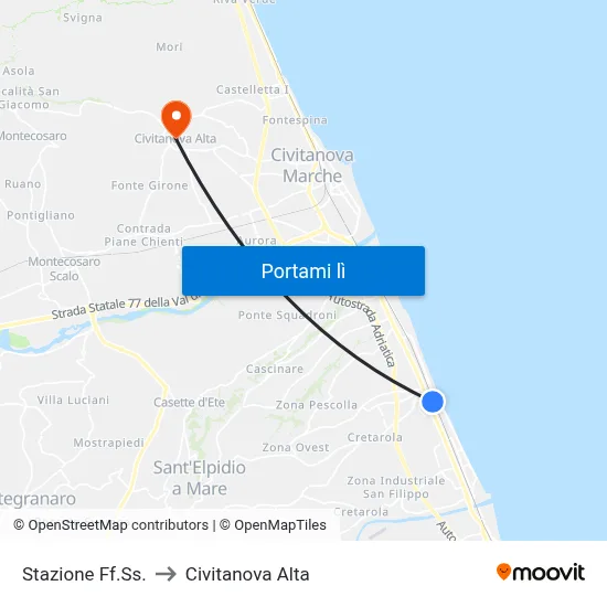 Stazione Ff.Ss. to Civitanova Alta map