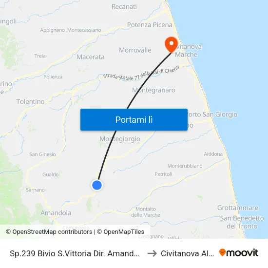 Sp.239 Bivio S.Vittoria Dir. Amandola to Civitanova Alta map