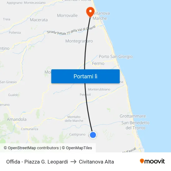 Offida - Piazza G. Leopardi to Civitanova Alta map