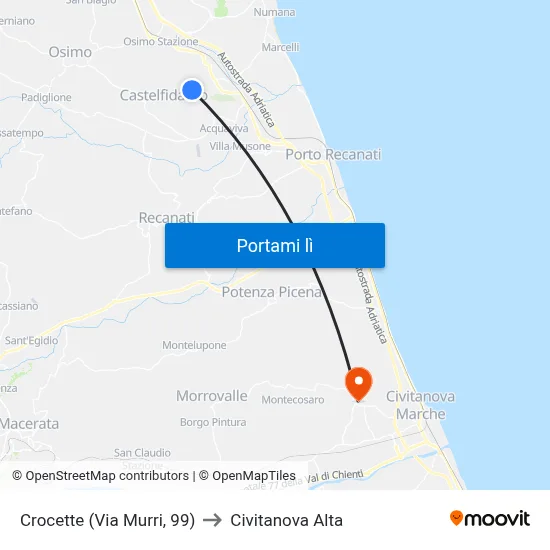 Crocette (Via Murri, 99) to Civitanova Alta map