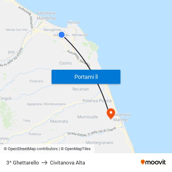 3^ Ghettarello to Civitanova Alta map