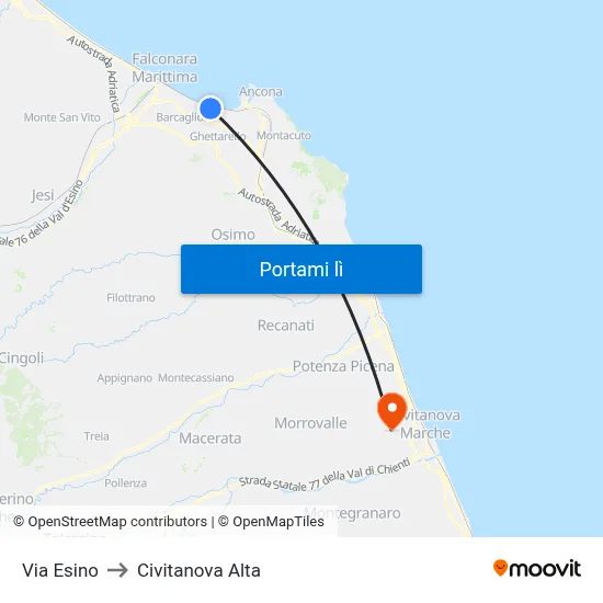 Via Esino to Civitanova Alta map