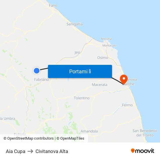 Aia Cupa to Civitanova Alta map