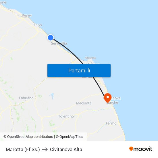 Marotta (Ff.Ss.) to Civitanova Alta map