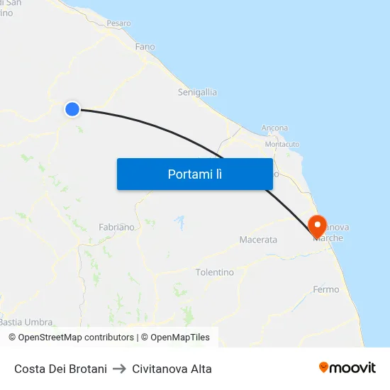 Costa Dei Brotani to Civitanova Alta map
