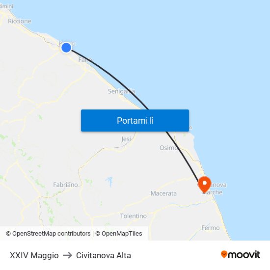 XXIV Maggio to Civitanova Alta map