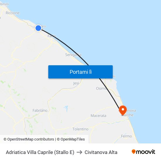 Adriatica Villa Caprile (Stallo E) to Civitanova Alta map