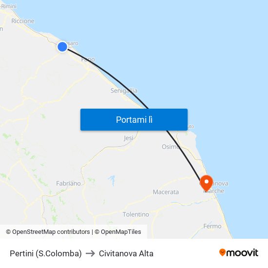 Pertini (S.Colomba) to Civitanova Alta map