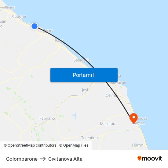 Colombarone to Civitanova Alta map