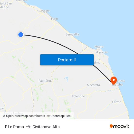 P.Le Roma to Civitanova Alta map