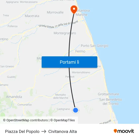 Piazza Del Popolo to Civitanova Alta map