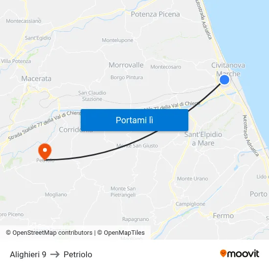 Alighieri 9 to Petriolo map