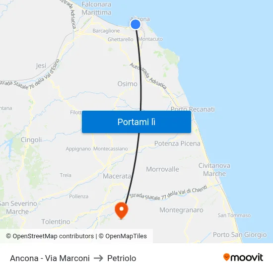 Ancona - Via Marconi to Petriolo map