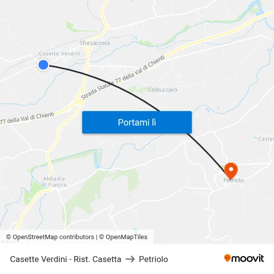 Casette Verdini - Rist. Casetta to Petriolo map