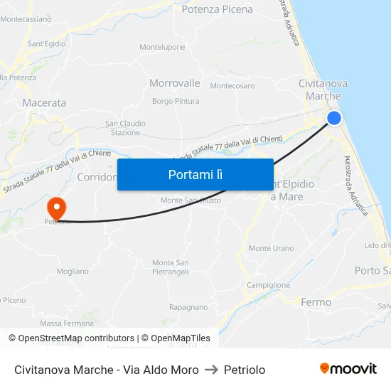 Civitanova Marche - Via Aldo Moro to Petriolo map