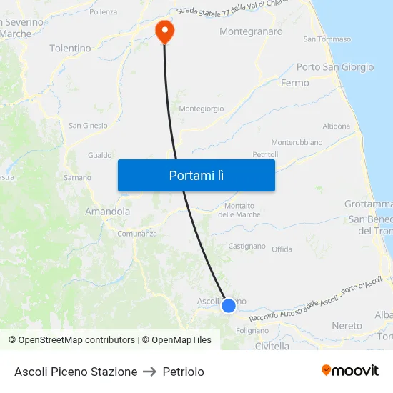 Ascoli Piceno Stazione to Petriolo map