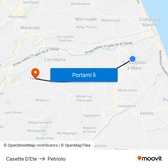 Casette D'Ete to Petriolo map