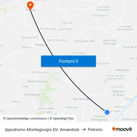Ippodromo Montegiorgio Dir. Amandola to Petriolo map