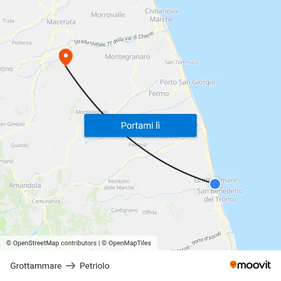Grottammare to Petriolo map