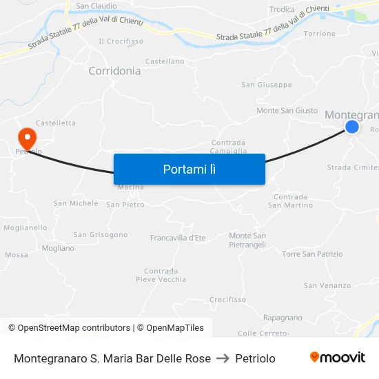 Montegranaro S. Maria Bar Delle Rose to Petriolo map