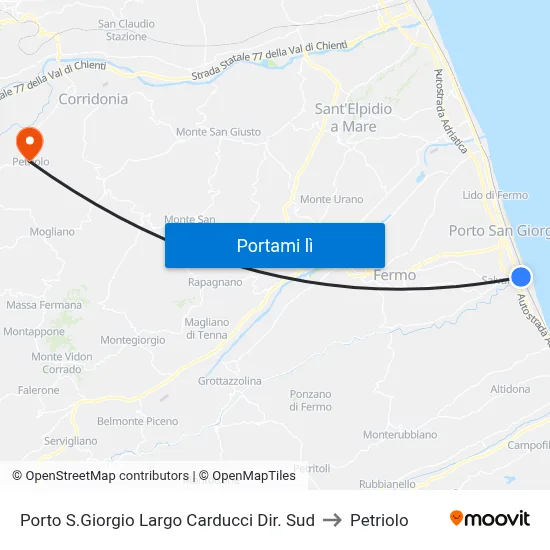 Porto S.Giorgio Largo Carducci Dir. Sud to Petriolo map