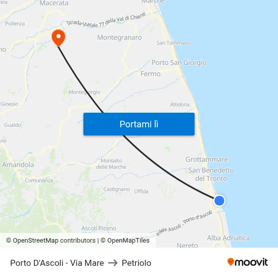 Porto D'Ascoli - Via Mare to Petriolo map