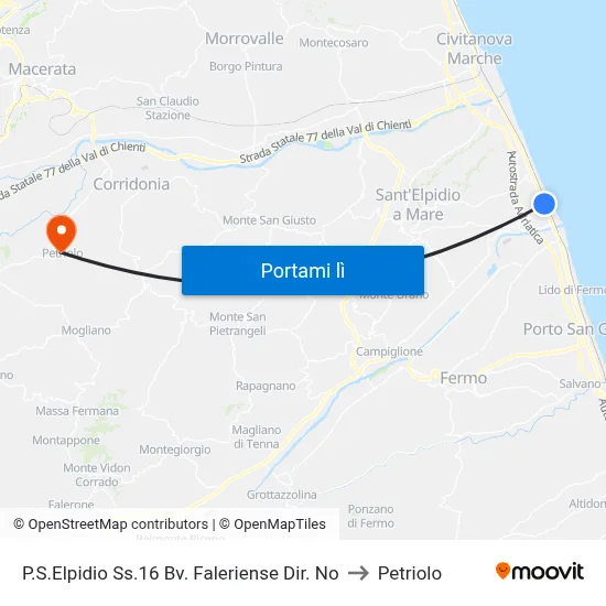 P.S.Elpidio Ss.16 Bv. Faleriense Dir. No to Petriolo map